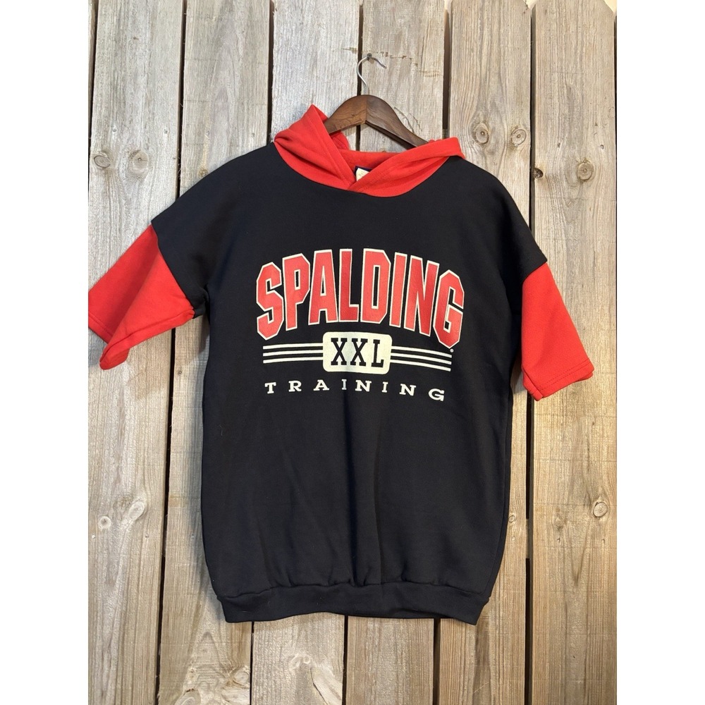 Vintage Spalding Y2K Training Hoodie Black Red Size L‎